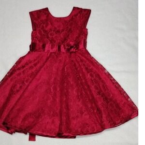 Jona Michelle Party Dress Red Lace Flower Girl Dress Special Occasion Size 7